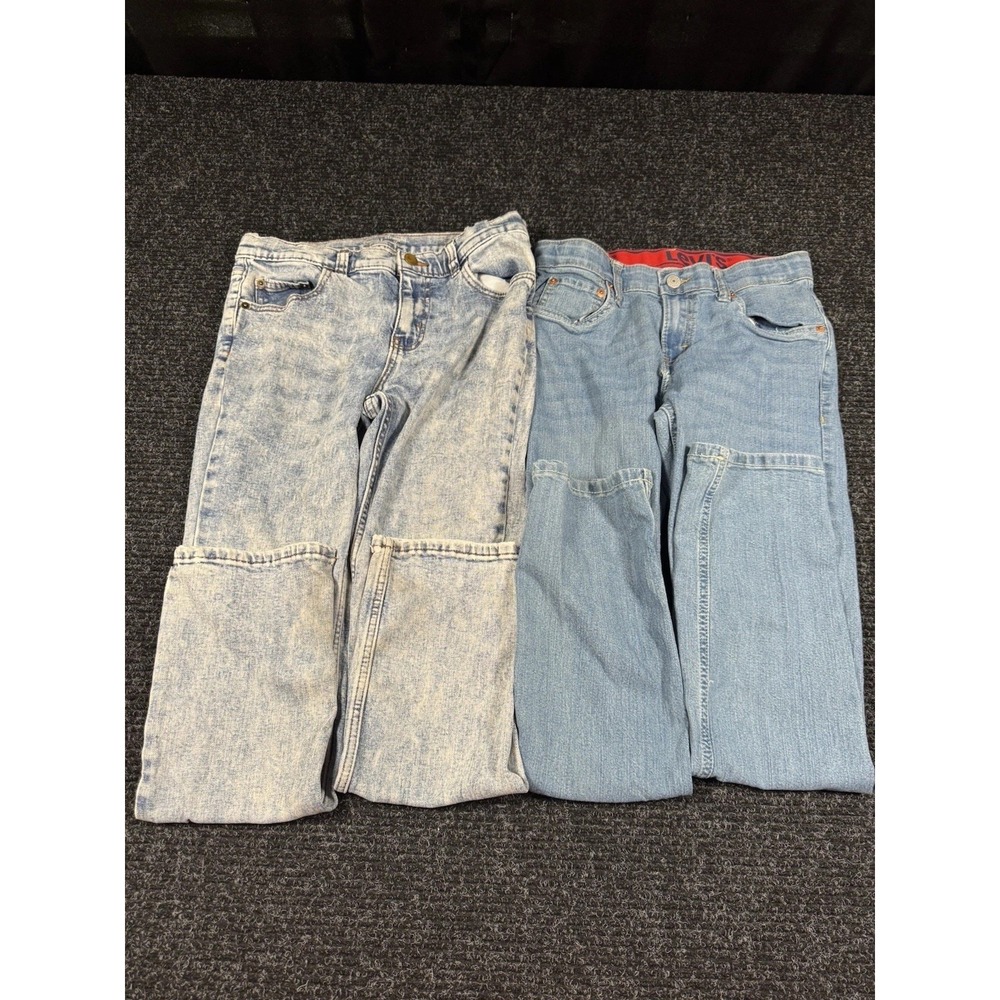 Levi's Wonder Nation Girls Jeans Lot 2 Pair Size 14 Skinny Straight Light Wash